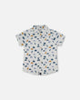 Short Sleeve Poplin Shirt White Printed Jungle Friends | Deux par Deux | Jenni Kidz