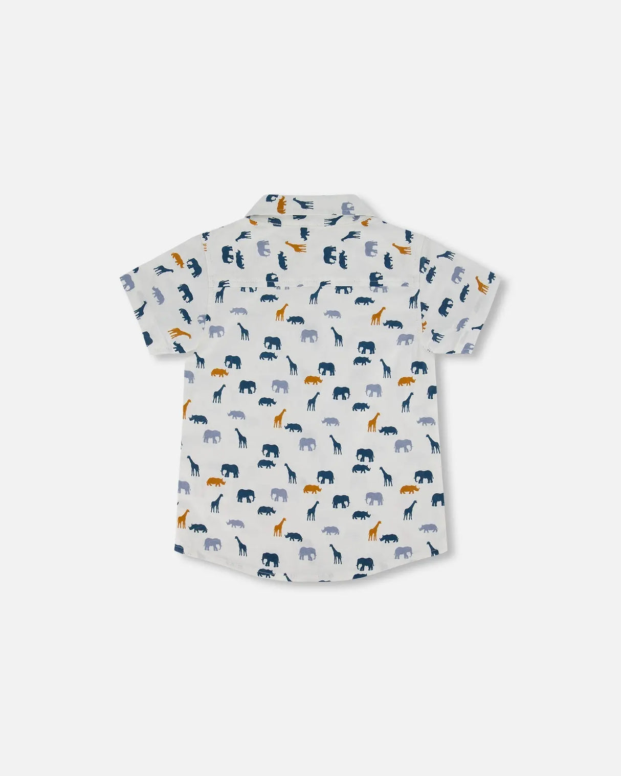 Short Sleeve Poplin Shirt White Printed Jungle Friends | Deux par Deux | Jenni Kidz