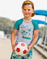 Short Sleeve Rashguard Grey Coconut Print | Deux par Deux | Jenni Kidz