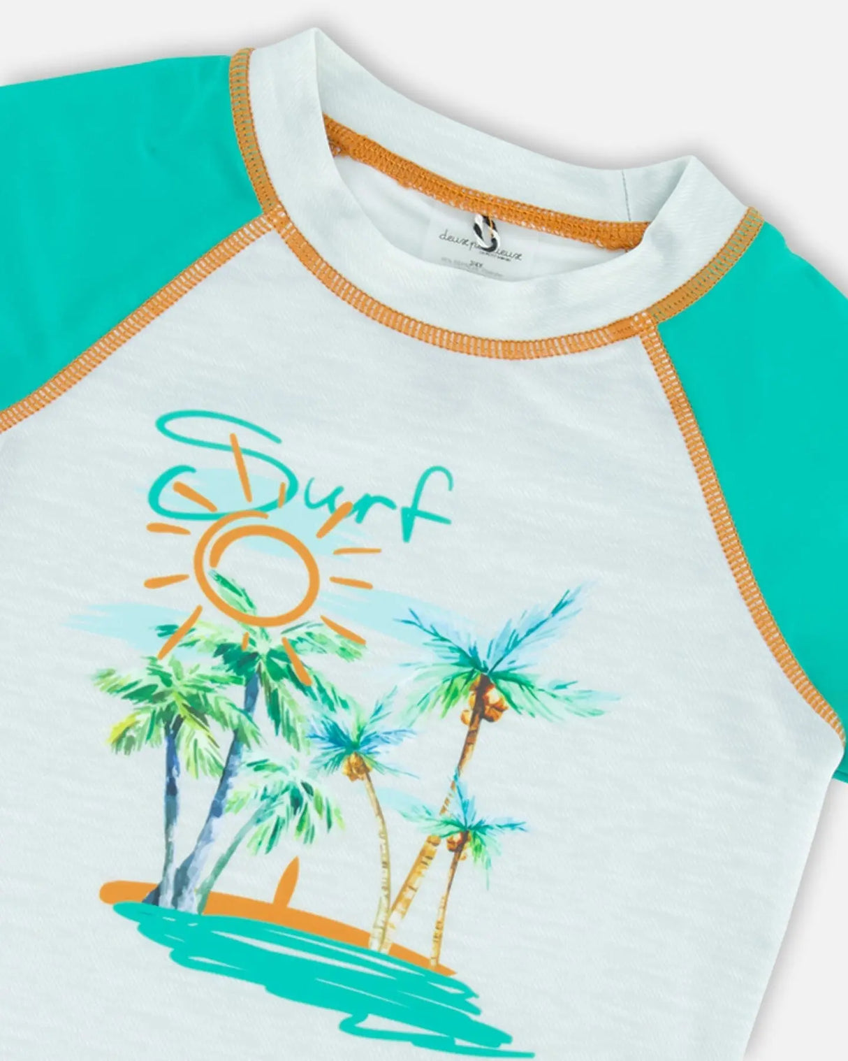 Short Sleeve Rashguard Grey Coconut Print | Deux par Deux | Jenni Kidz