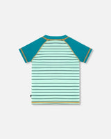 Short Sleeve Rashguard Stripe Green | Deux par Deux | Jenni Kidz