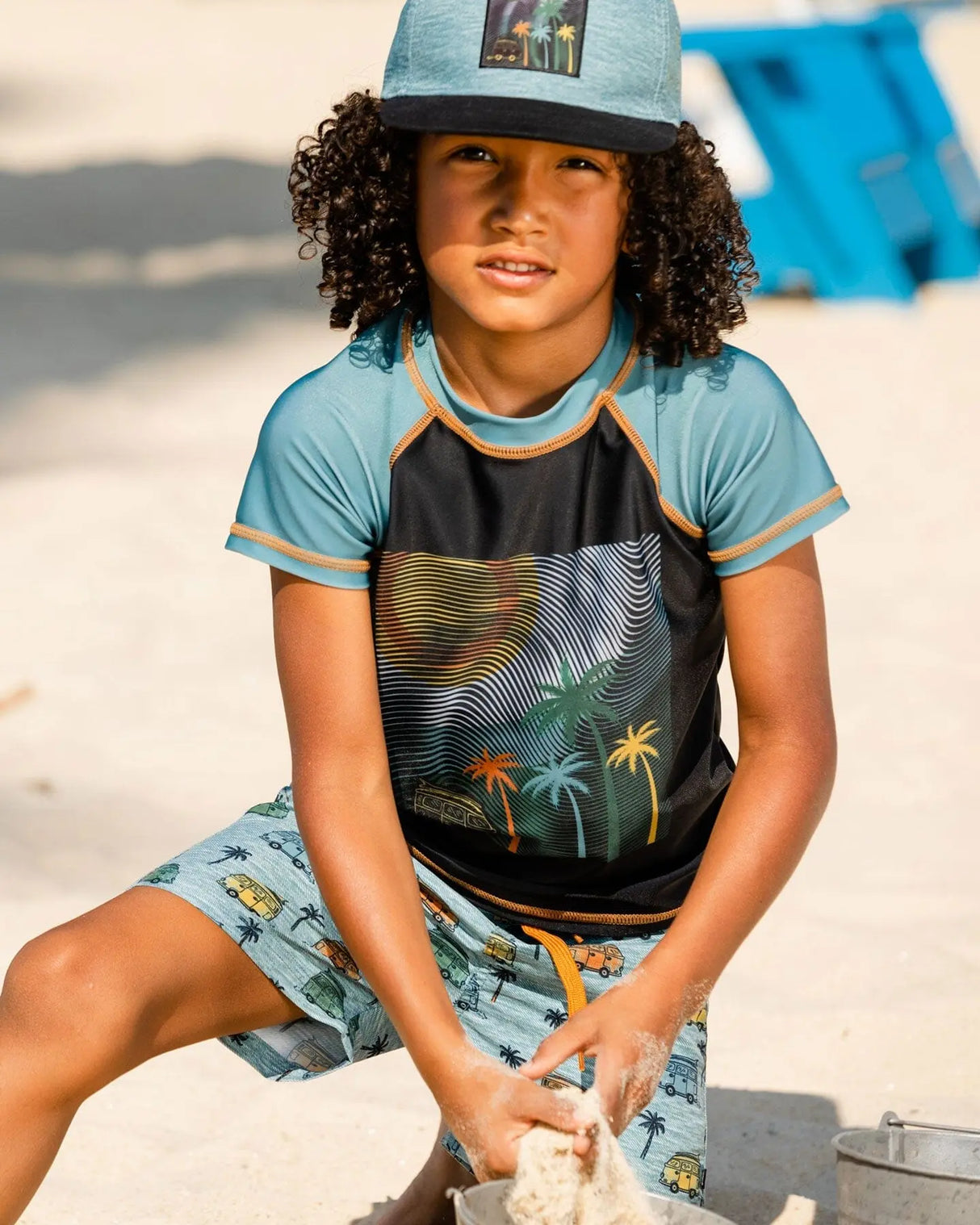 Short Sleeve Rashguard With Print Black | Deux par Deux | Jenni Kidz