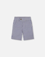 Slant Pocket Bermuda Shorts Royal Blue Striped | Deux par Deux | Jenni Kidz