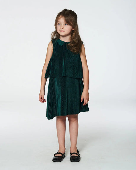 Sleeveless Dress With Eyelet Collar Forest Green | Deux par Deux | Jenni Kidz