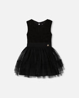 Sleeveless Dress With Tulle Skirt Black | Deux par Deux | Jenni Kidz