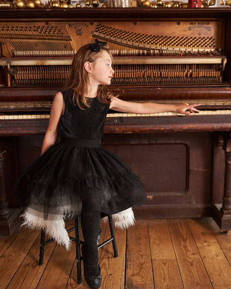 Sleeveless Dress With Tulle Skirt Black | Deux par Deux | Jenni Kidz