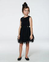 Sleeveless Dress With Tulle Skirt Black | Deux par Deux | Jenni Kidz