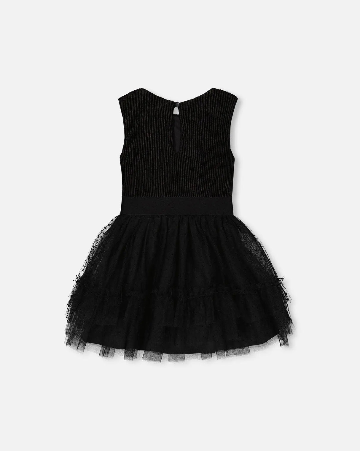 Sleeveless Dress With Tulle Skirt Black | Deux par Deux | Jenni Kidz