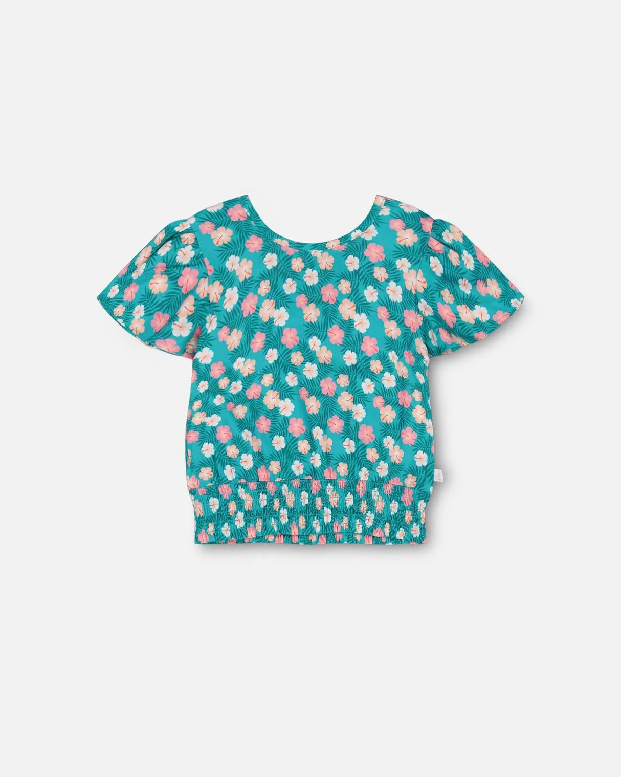 Smocked Waist Viscose Blouse Turquoise | Deux par Deux | Jenni Kidz