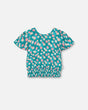 Smocked Waist Viscose Blouse Turquoise | Deux par Deux | Jenni Kidz