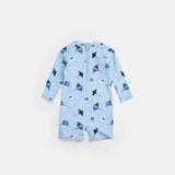 Stingray Print On Sky Blue Long-Sleeve Swim Romper | Petit Lem | Petit Lem | Jenni Kidz