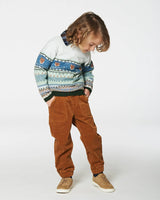 Stretch Corduroy Jogger Pants Caramel Brown | Deux par Deux | Jenni Kidz