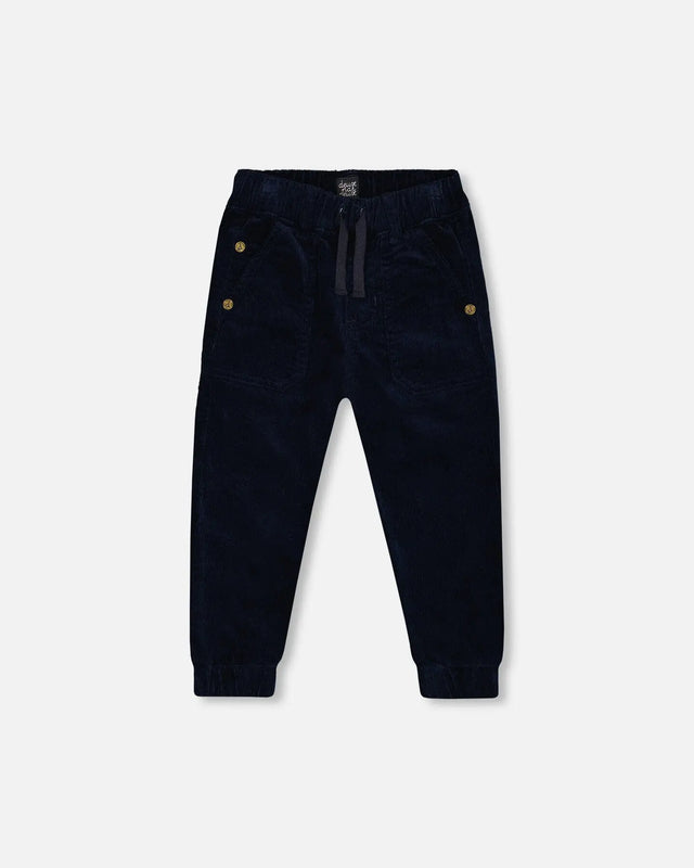 Stretch Corduroy Jogger Pants Navy | Deux par Deux | Jenni Kidz