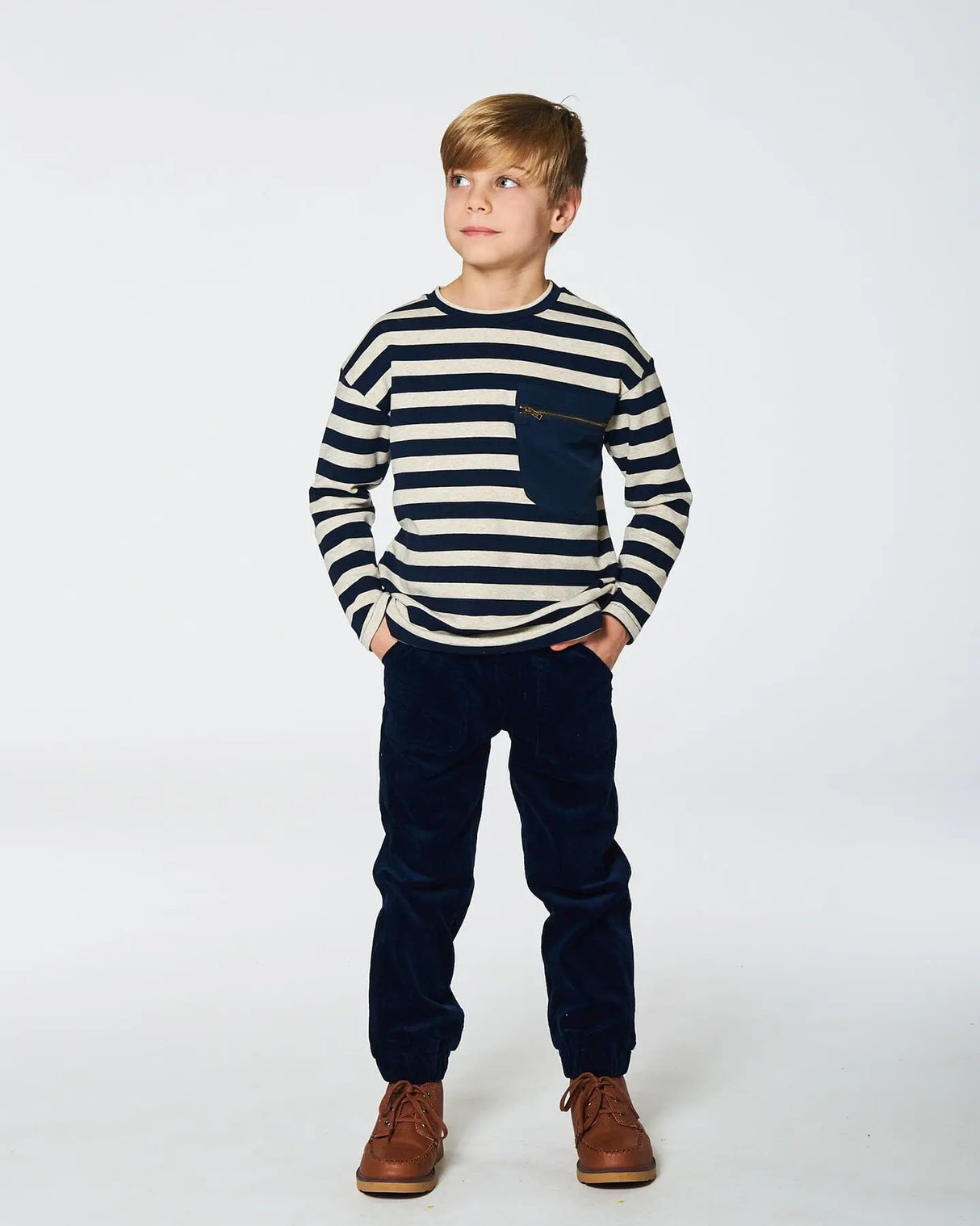 Stretch Corduroy Jogger Pants Navy | Deux par Deux | Jenni Kidz