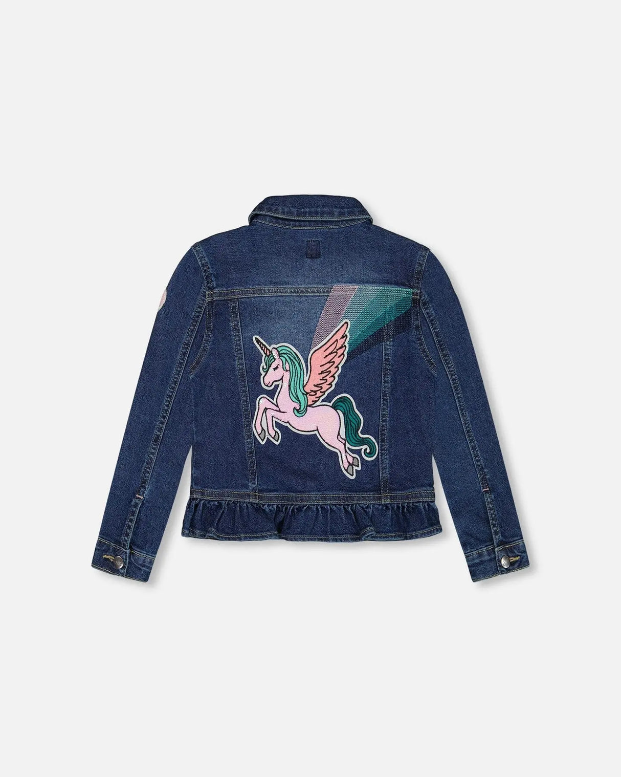 Stretch Denim Jacket With Unicorn | Deux par Deux | Jenni Kidz