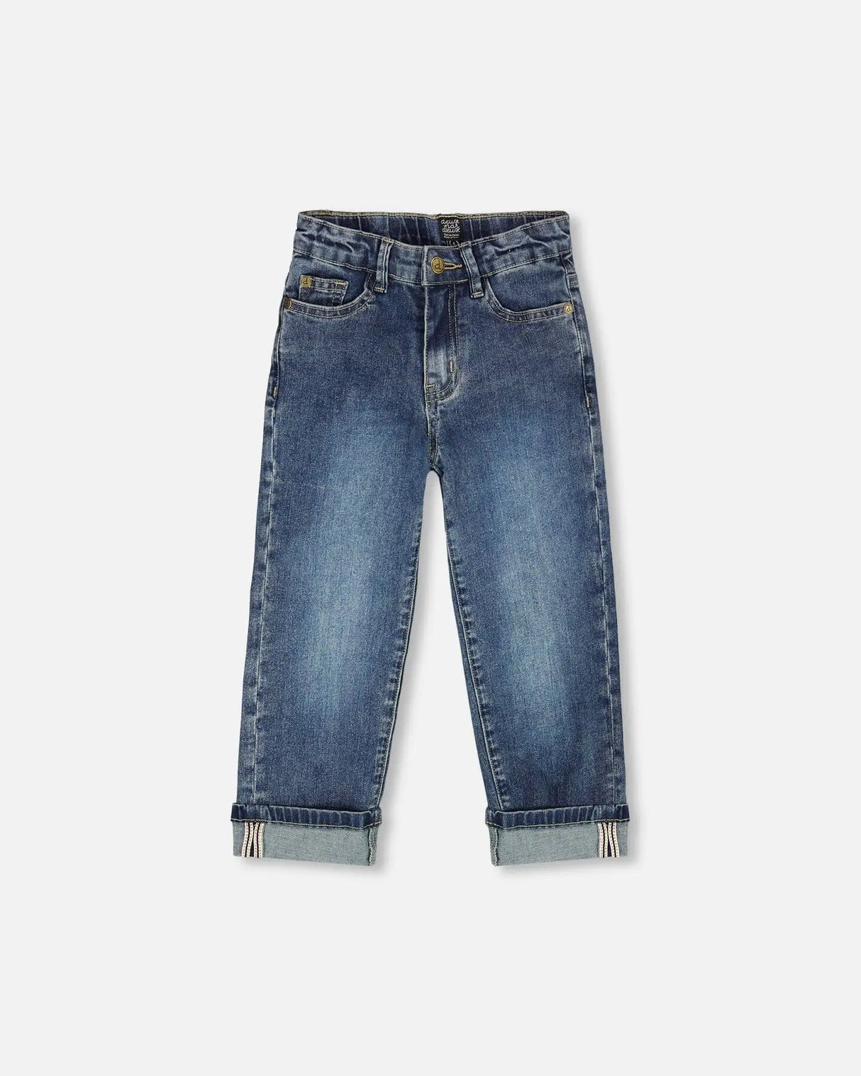 Stretch Jeans Dark Blue With Rolled Cuffs | Deux par Deux | Jenni Kidz