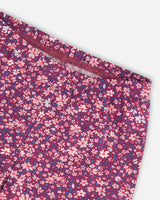 Stretch Leggings Burgundy Printed Little Flowers | Deux par Deux | Jenni Kidz