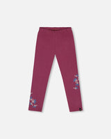 Stretch Leggings With Print Burgundy | Deux par Deux | Jenni Kidz