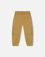 Stretch Twill Cargo Jogger Pants Dark Beige | Deux par Deux | Jenni Kidz