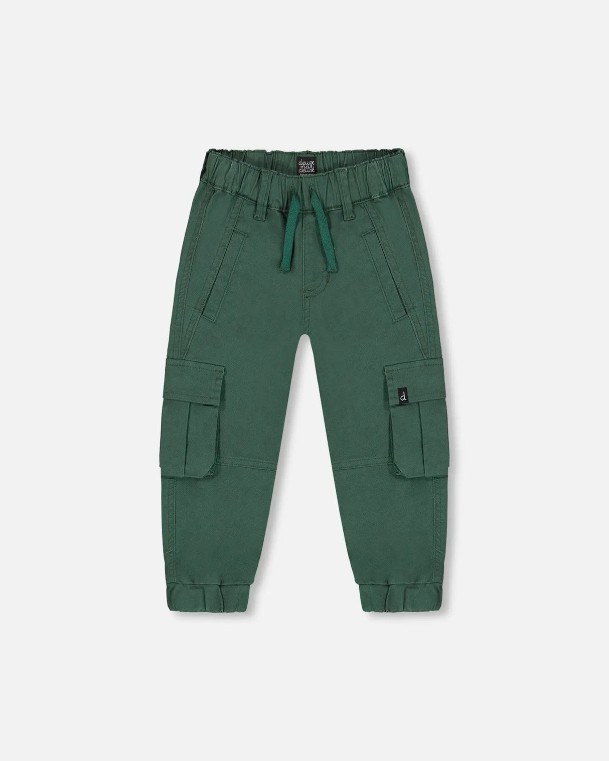 Stretch Twill Cargo Jogger Pants Forest Green | Deux par Deux | Jenni Kidz