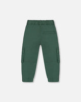 Stretch Twill Cargo Jogger Pants Forest Green | Deux par Deux | Jenni Kidz