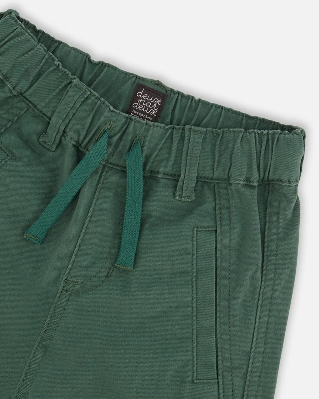 Stretch Twill Cargo Jogger Pants Forest Green | Deux par Deux | Jenni Kidz