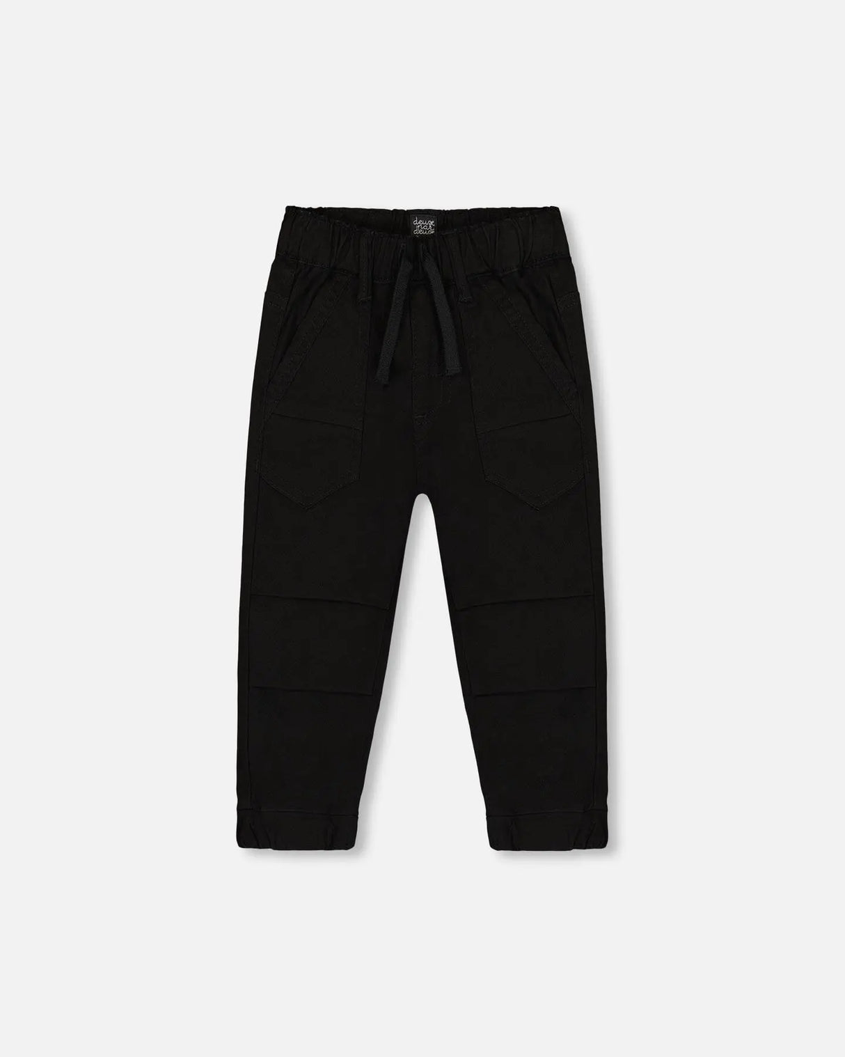 Stretch Twill Pleated Knee Jogger Pants Black | Deux par Deux | Jenni Kidz