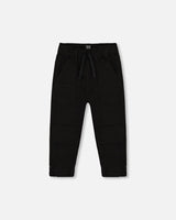 Stretch Twill Pleated Knee Jogger Pants Black | Deux par Deux | Jenni Kidz