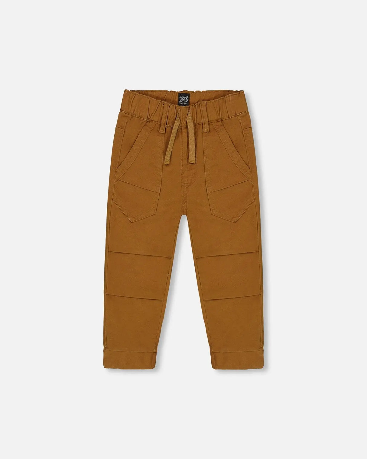 Stretch Twill Pleated Knee Jogger Pants Caramel Brown | Deux par Deux | Jenni Kidz