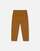 Stretch Twill Pleated Knee Jogger Pants Caramel Brown | Deux par Deux | Jenni Kidz