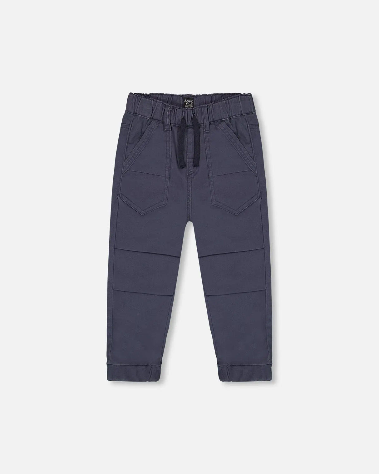 Stretch Twill Pleated Knee Jogger Pants Dark Grey | Deux par Deux | Jenni Kidz