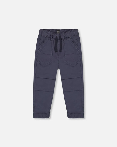 Stretch Twill Pleated Knee Jogger Pants Dark Grey | Deux par Deux | Jenni Kidz