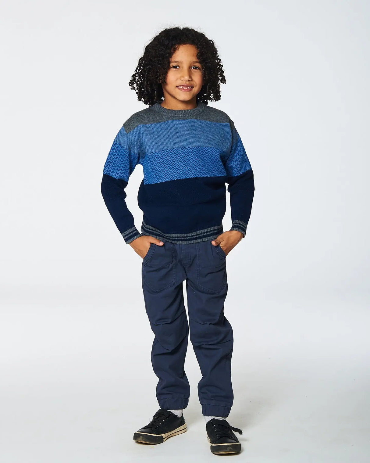 Stretch Twill Pleated Knee Jogger Pants Dark Grey | Deux par Deux | Jenni Kidz