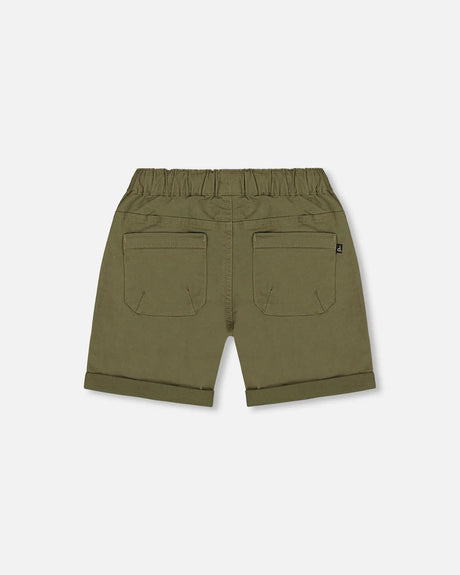 Stretch Twill Short Dark Olive Green | Deux par Deux | Jenni Kidz
