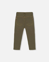 Stretch Twill Straight Leg Pants Khaki Green | Deux par Deux | Jenni Kidz