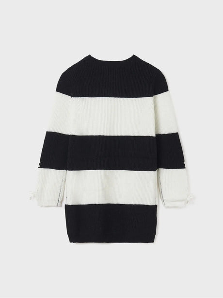Striped Knit Girls Dress  Black & White | Mayoral | Mayoral | Jenni Kidz