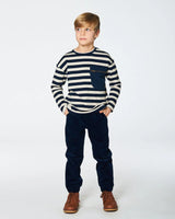 Striped Rib T-Shirt Navy | Deux par Deux | Jenni Kidz