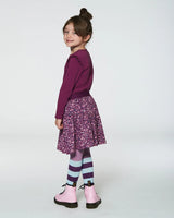 Striped Tights With Crown Knees Mauve | Deux par Deux | Jenni Kidz