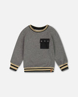 Super Soft Brushed Flat Back Rib Sweatshirt Dark Gray | Deux par Deux | Jenni Kidz