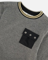 Super Soft Brushed Flat Back Rib Sweatshirt Dark Gray | Deux par Deux | Jenni Kidz