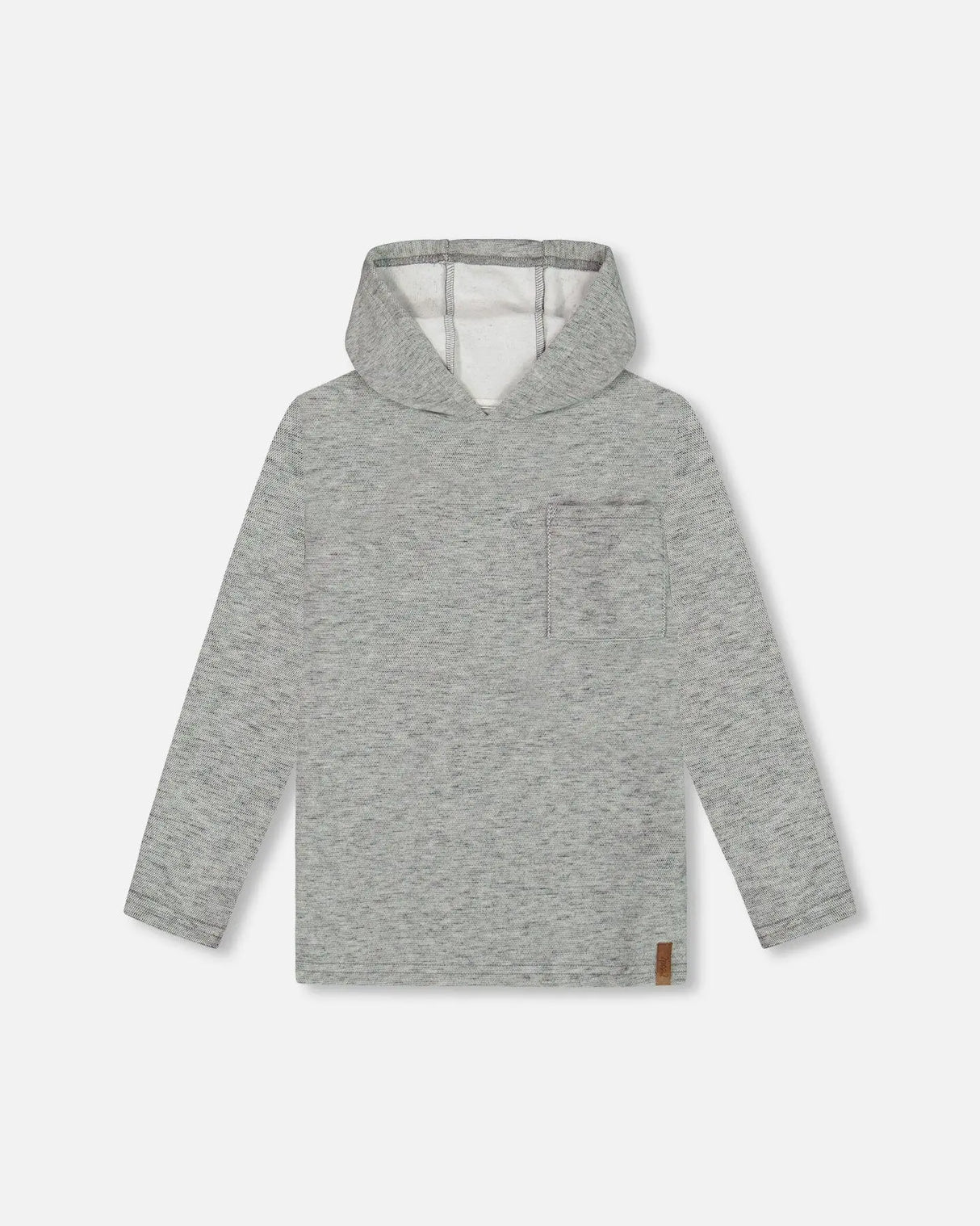 Super Soft Brushed Hooded T-Shirt With Pocket Dark Gray Mix | Deux par Deux | Jenni Kidz