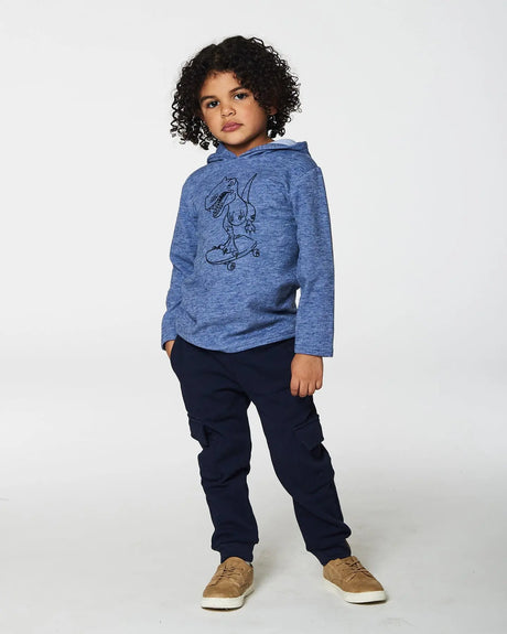 Super Soft Brushed Hooded T-Shirt With Print Blue | Deux par Deux | Jenni Kidz