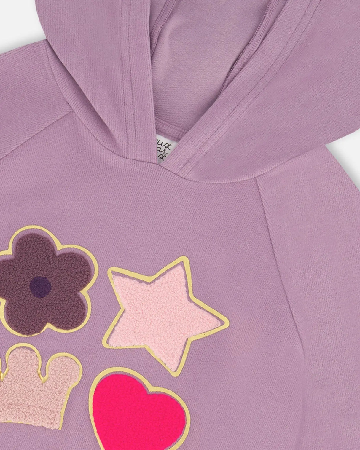 Super Soft Brushed Jersey Hooded Tunic With Appliques Lavender | Deux par Deux | Jenni Kidz