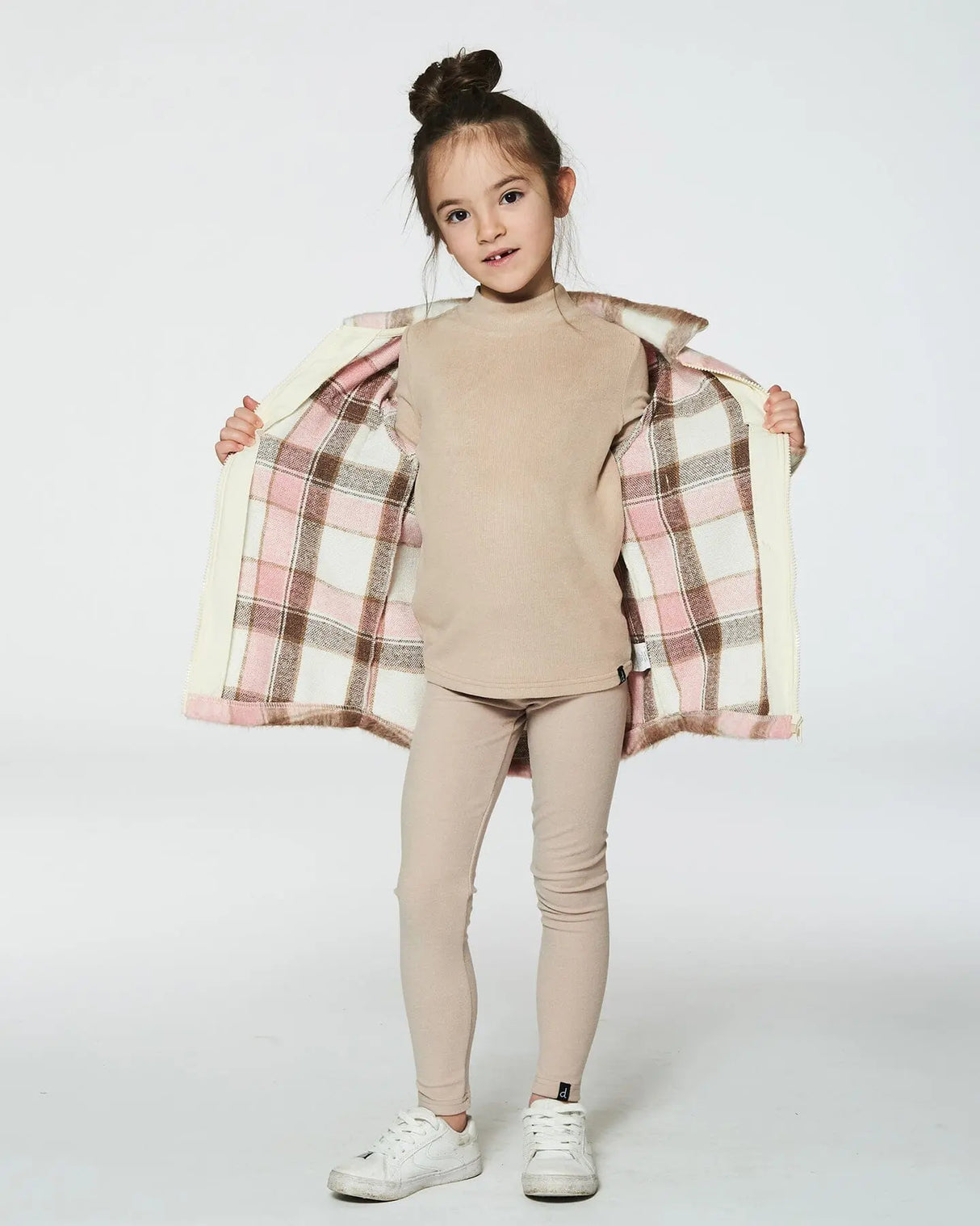 Super Soft Brushed Mock Neck Top Medium Beige | Deux par Deux | Jenni Kidz