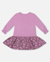 Super Soft Dress With Print Skirt Lilac Mini Flowers | Deux par Deux | Jenni Kidz