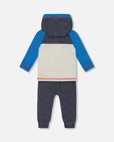 Super Soft Hooded Top And Brushed Jersey Pant Set Navy | Deux par Deux | Jenni Kidz