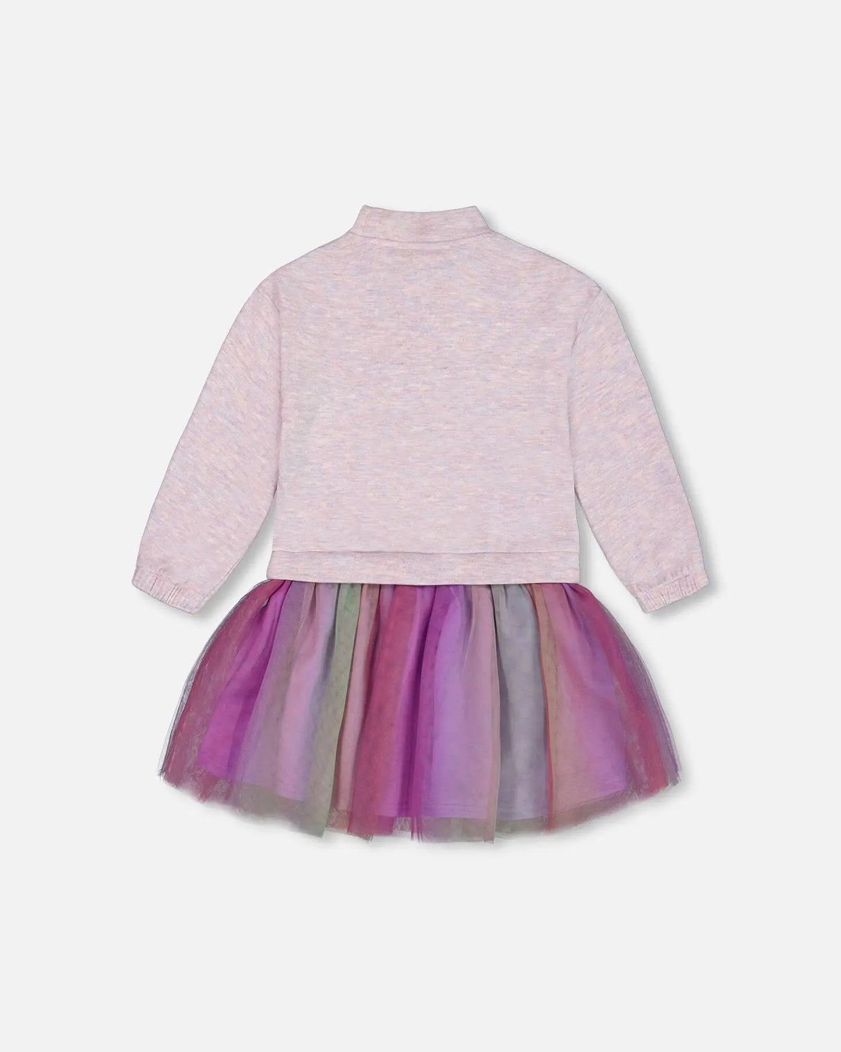 Super Soft Sweatshirt Dress With Rainbow Tulle Skirt | Deux par Deux | Jenni Kidz