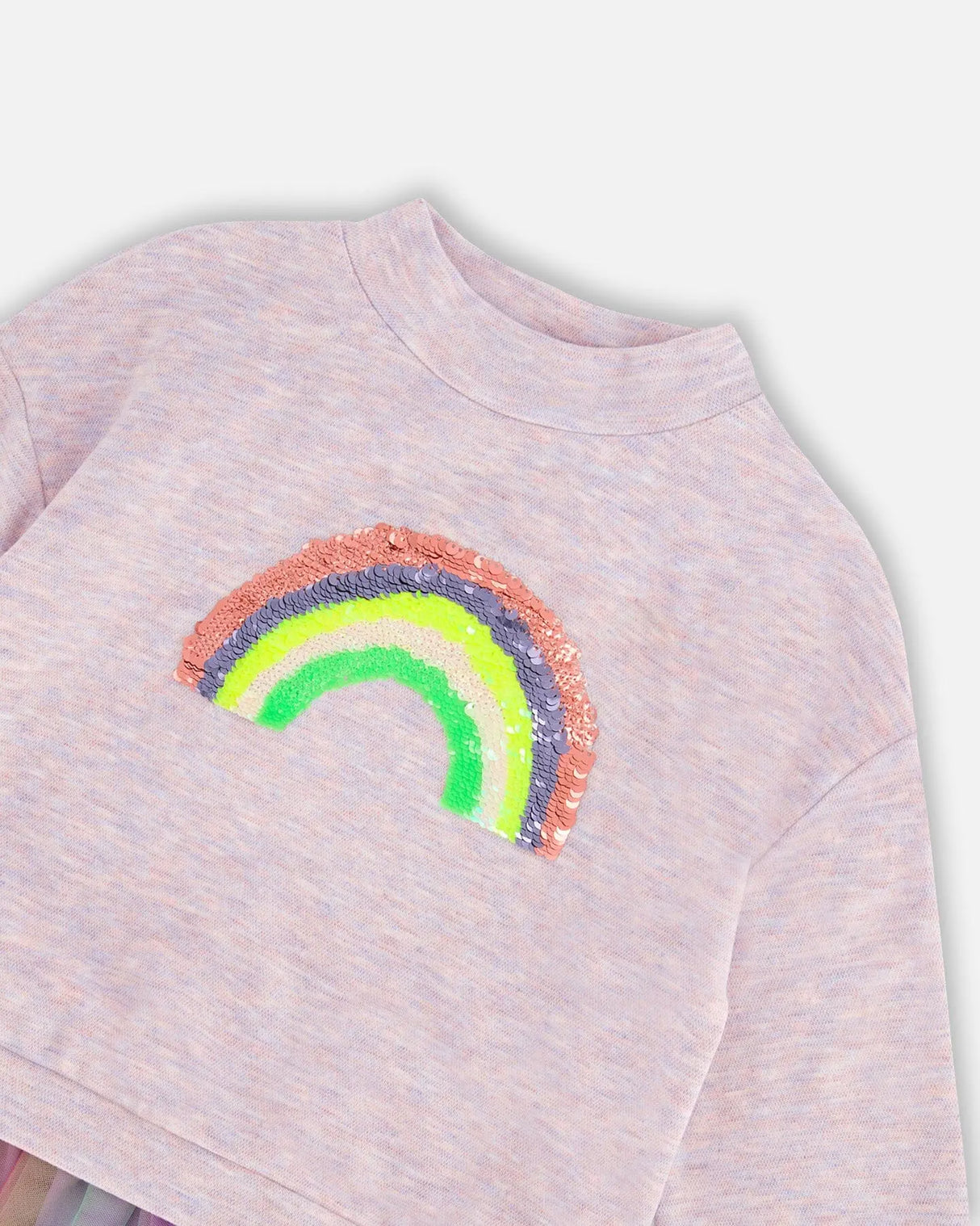 Super Soft Sweatshirt Dress With Rainbow Tulle Skirt | Deux par Deux | Jenni Kidz