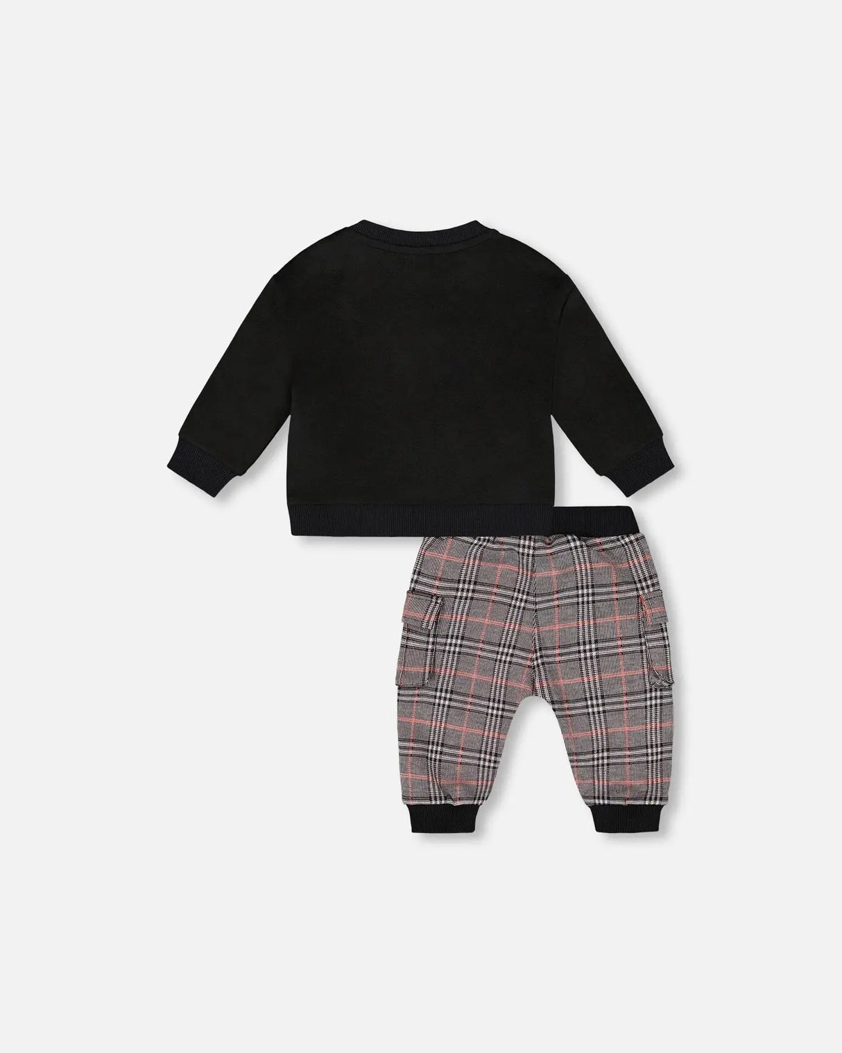 Sweater And Cargo Pants Set Black With Moose Applique | Deux par Deux | Jenni Kidz