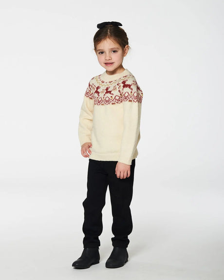 Sweater With Christmas Intarsia Off White And Red | Deux par Deux | Jenni Kidz